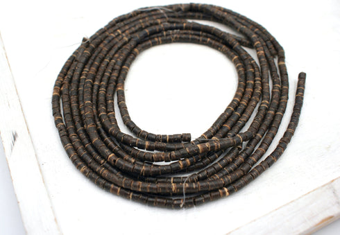 Brown Coconut Shell Beads, 5mm, Heishi
